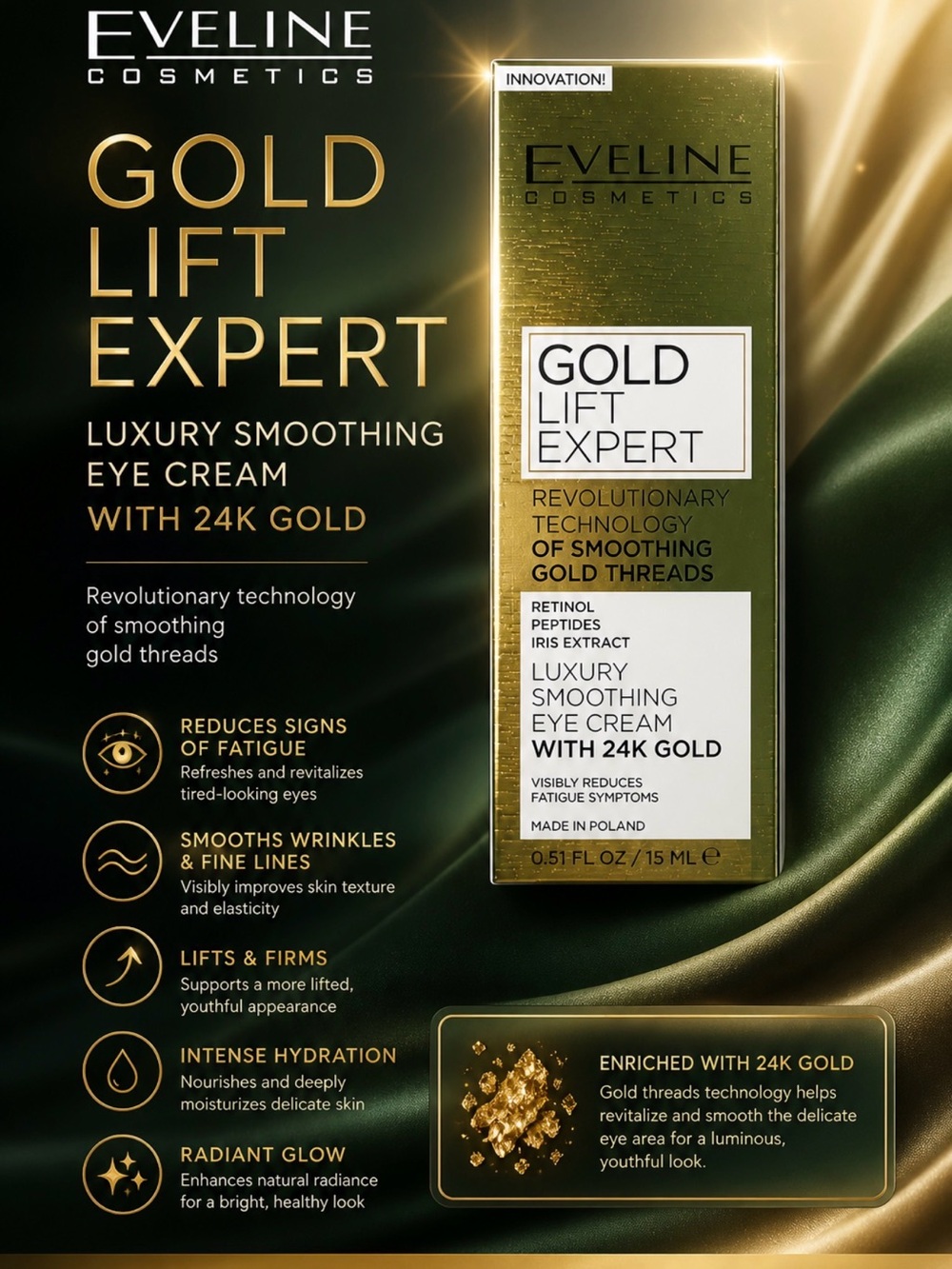 Ulta Beauty Gold Lift Expert Luxury Smoothing Eye Cream – Gold, Black